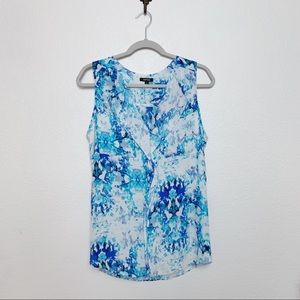 APT.9 Blue Watercolor Sleeveless Top, Medium